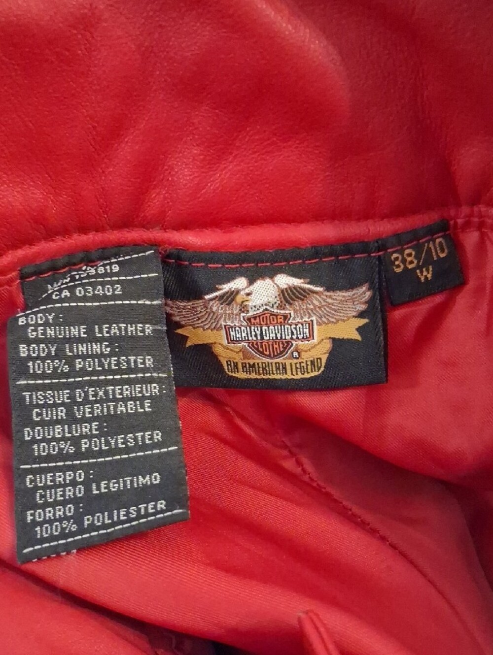 Vintage 2-Piece Harley-Davidson Red Studded Leather Jacket/Pants Set. 2003 (M) - Picture 14 of 16